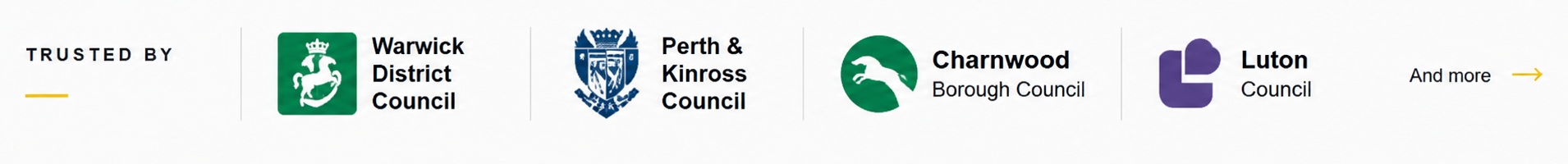 Trusted by Warwick District Council, Perth & Kinross Council, Charnwood Borough Council and Luton Council